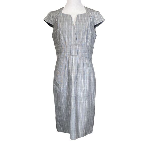 Adrianna Papell Pinstripe Plaid Sheath Dress grey blue - Picture 1 of 12